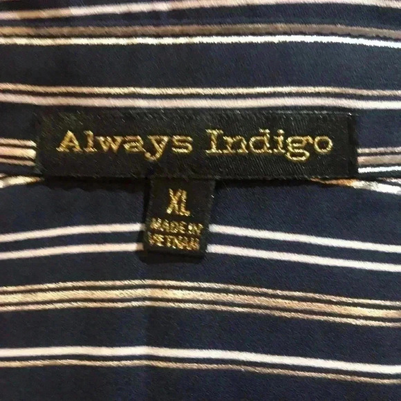 Always Indigo Women's Button Front Tie Waist Cuffed Sleeves 100% Cotton Shirt-XL - Picture 6 of 7